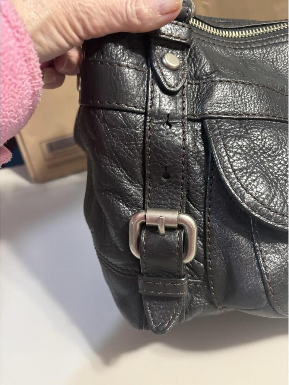 FOSSIL LONG LIVE VINTAGE BLACK LEATHER Shoulder Bag. Lots Of Space - Picture 4 of 16
